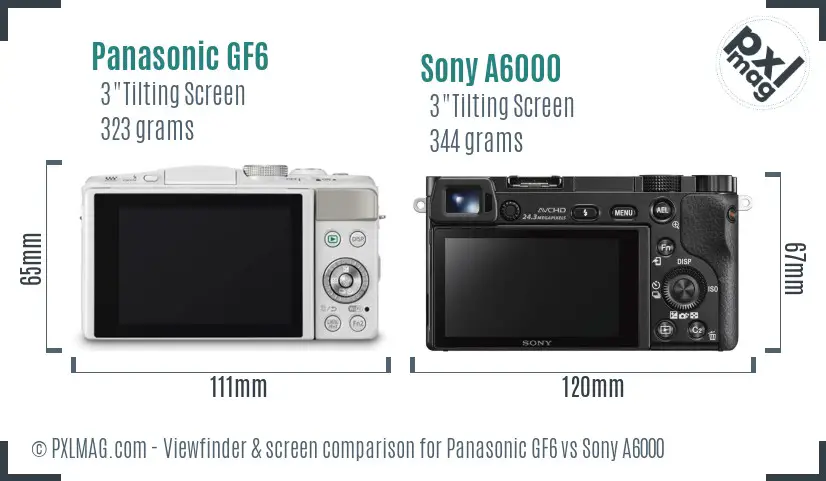 Panasonic GF6 vs Sony A6000 Screen and Viewfinder comparison