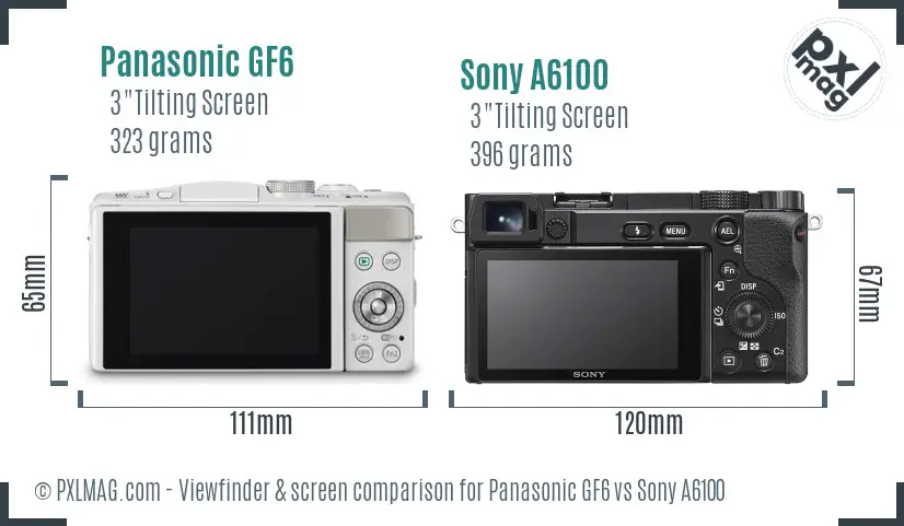 Panasonic GF6 vs Sony A6100 Screen and Viewfinder comparison