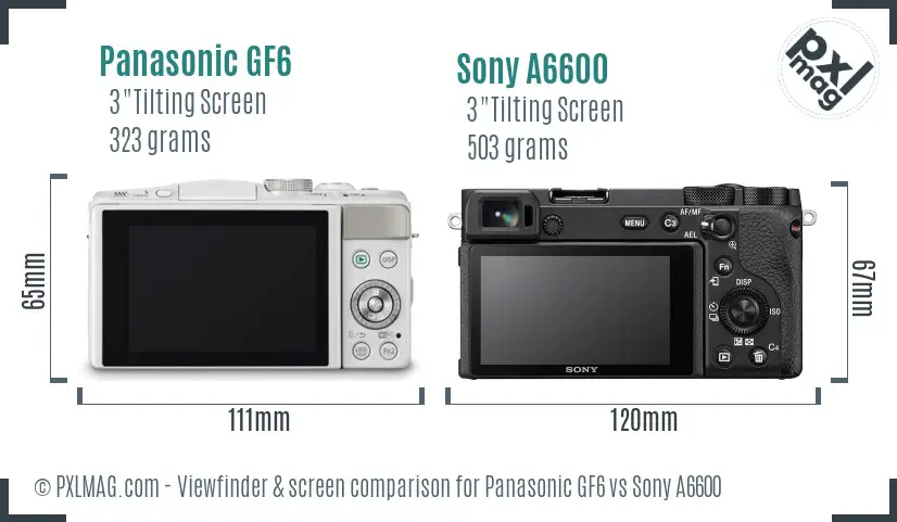 Panasonic GF6 vs Sony A6600 Screen and Viewfinder comparison Panasonic GF6 vs Sony A6600 Screen and Viewfinder comparison