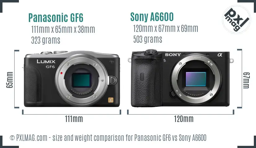 Panasonic GF6 vs Sony A6600 size comparison Panasonic GF6 vs Sony A6600 size comparison