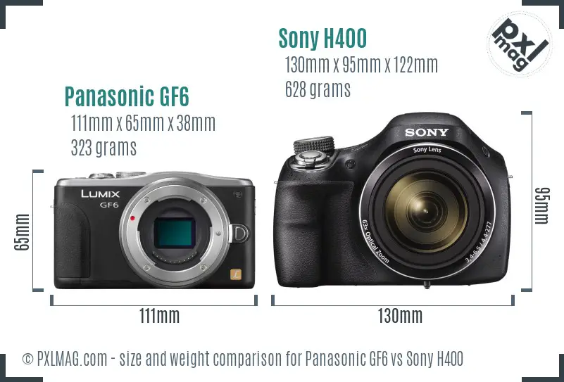 Panasonic GF6 vs Sony H400 size comparison