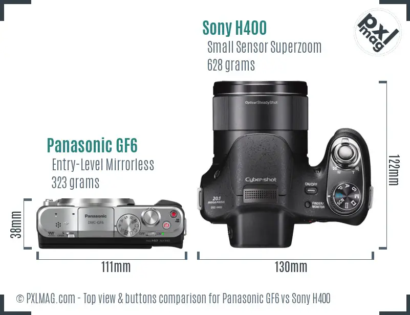 Panasonic GF6 vs Sony H400 top view buttons comparison