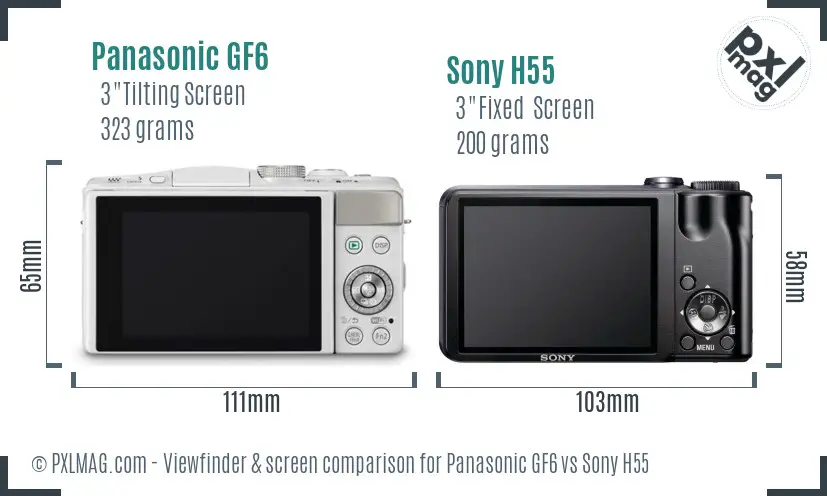 Panasonic GF6 vs Sony H55 Screen and Viewfinder comparison Panasonic GF6 vs Sony H55 Screen and Viewfinder comparison