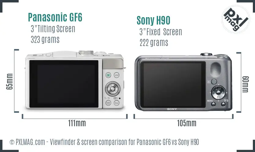 Panasonic GF6 vs Sony H90 Screen and Viewfinder comparison Panasonic GF6 vs Sony H90 Screen and Viewfinder comparison