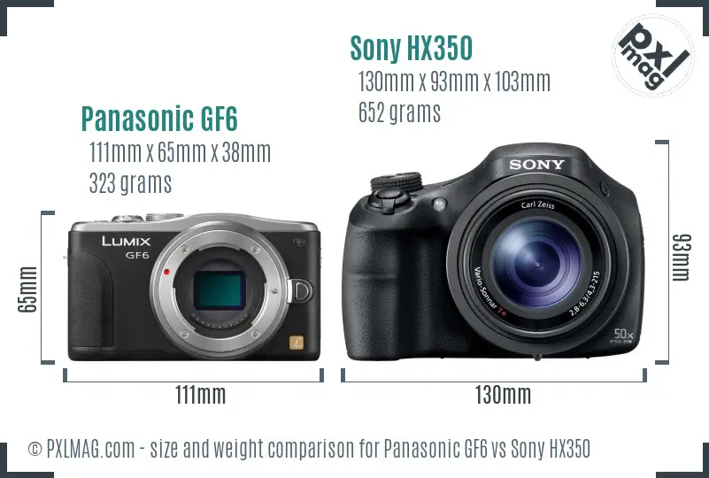 Panasonic GF6 vs Sony HX350 size comparison Panasonic GF6 vs Sony HX350 size comparison