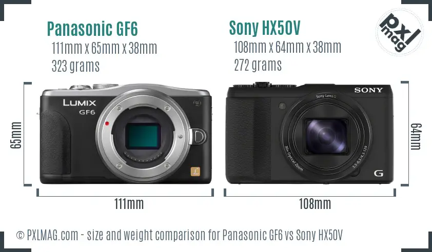 Panasonic GF6 vs Sony HX50V size comparison Panasonic GF6 vs Sony HX50V size comparison