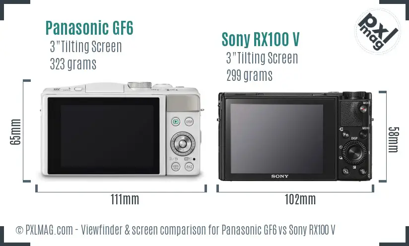 Panasonic GF6 vs Sony RX100 V Screen and Viewfinder comparison Panasonic GF6 vs Sony RX100 V Screen and Viewfinder comparison