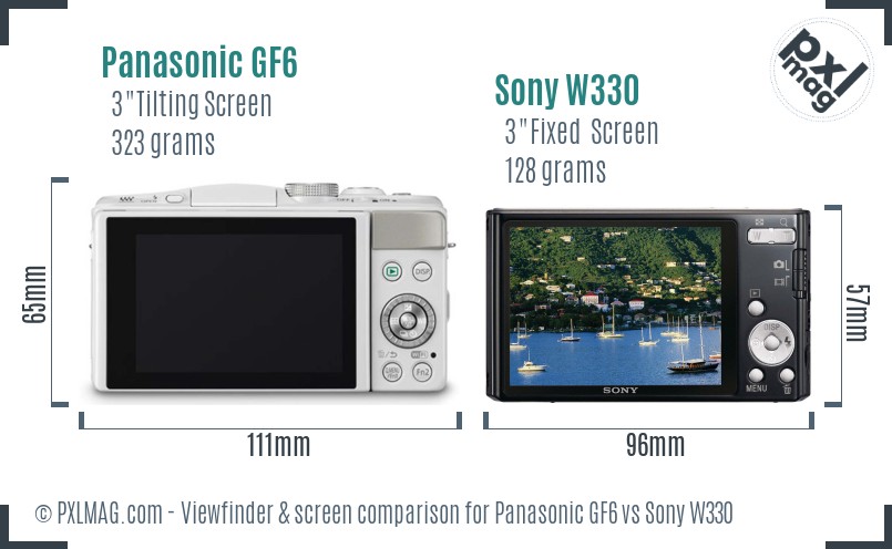 Panasonic GF6 vs Sony W330 Screen and Viewfinder comparison