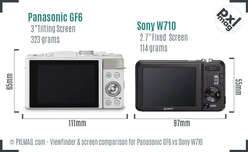 Panasonic GF6 vs Sony W710 Screen and Viewfinder comparison
