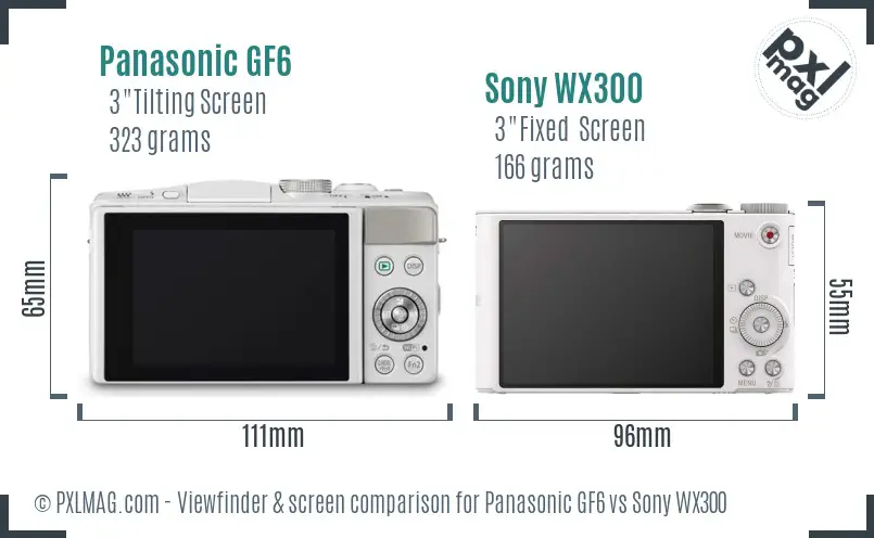 Panasonic GF6 vs Sony WX300 Screen and Viewfinder comparison