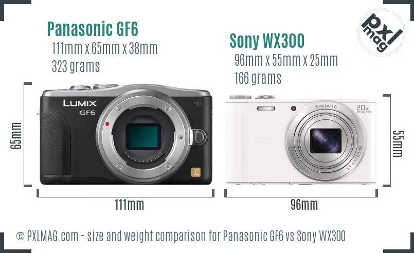 Panasonic GF6 vs Sony WX300 size comparison