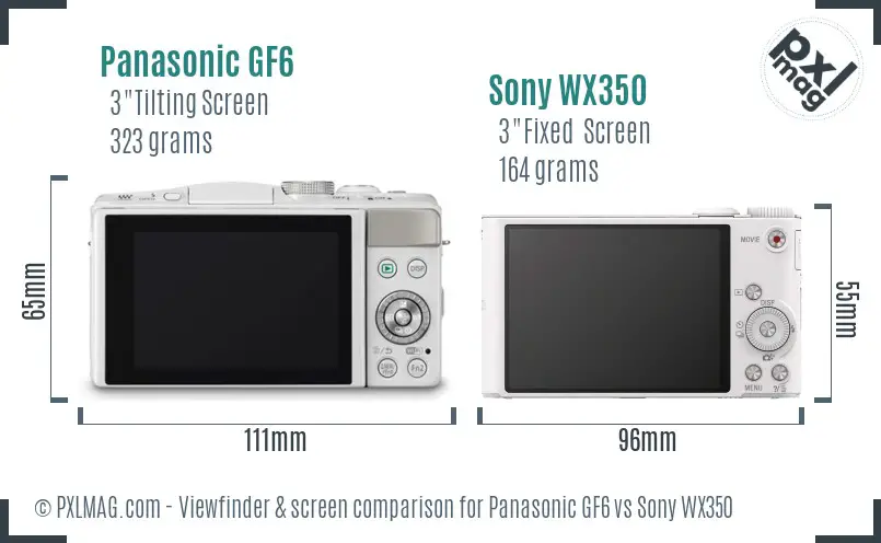 Panasonic GF6 vs Sony WX350 Screen and Viewfinder comparison