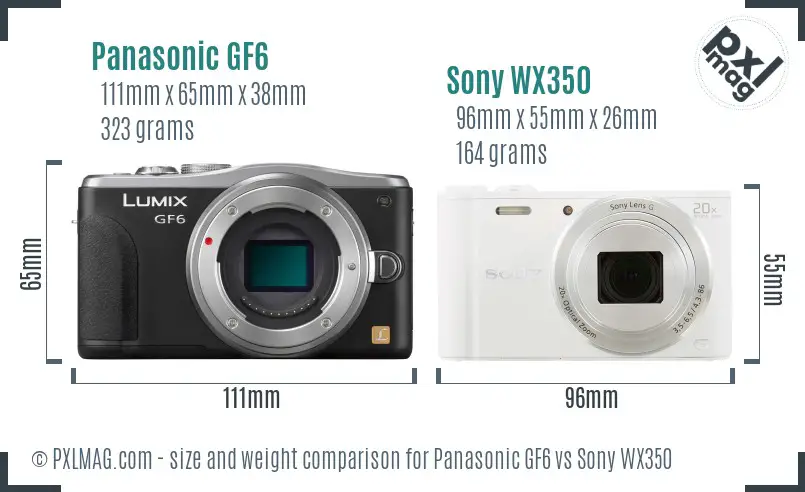 Panasonic GF6 vs Sony WX350 size comparison