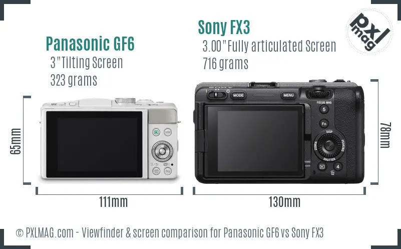 Panasonic GF6 vs Sony FX3 Screen and Viewfinder comparison