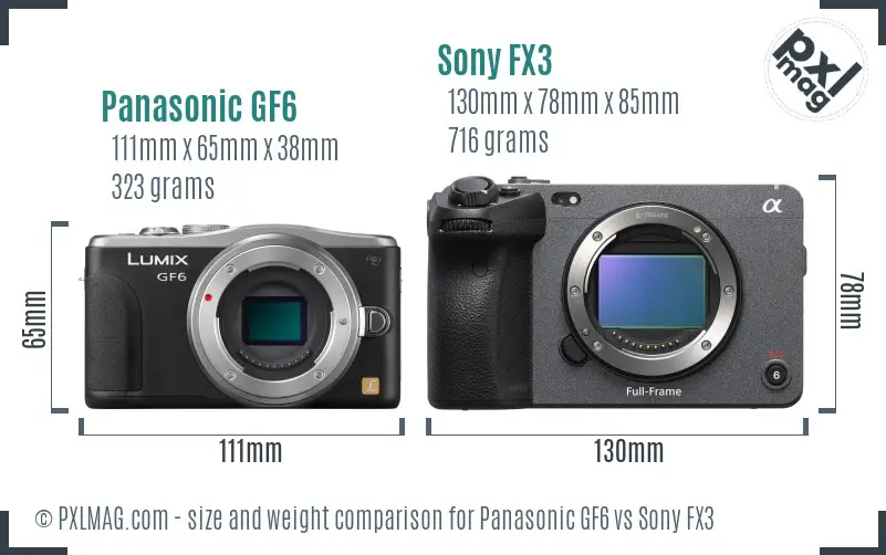 Panasonic GF6 vs Sony FX3 size comparison