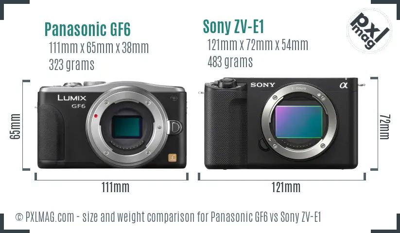 Panasonic GF6 vs Sony ZV-E1 size comparison
