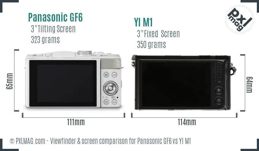 Panasonic GF6 vs YI M1 Screen and Viewfinder comparison