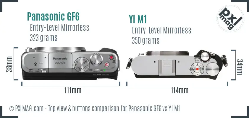Panasonic GF6 vs YI M1 top view buttons comparison