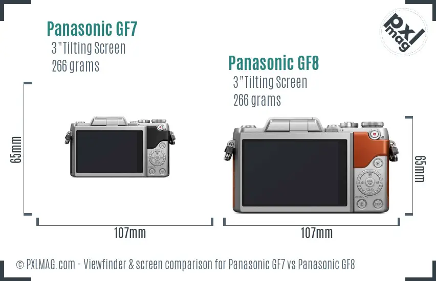 Panasonic GF7 vs Panasonic GF8 Screen and Viewfinder comparison