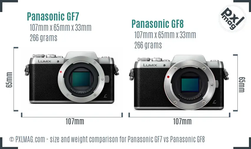 Panasonic GF7 vs Panasonic GF8 size comparison