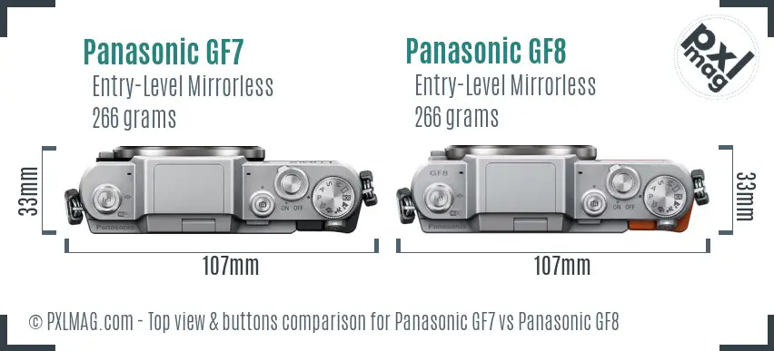 Panasonic GF7 vs Panasonic GF8 top view buttons comparison