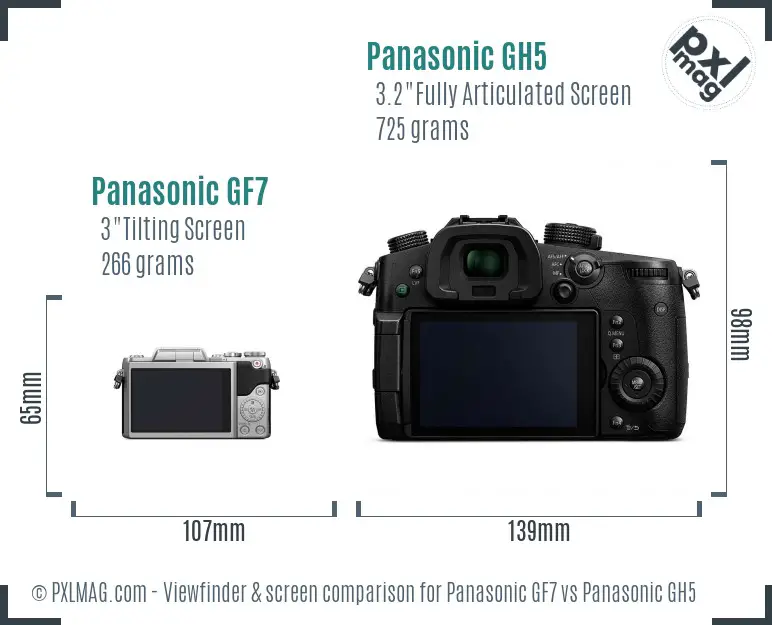 Panasonic GF7 vs Panasonic GH5 Screen and Viewfinder comparison