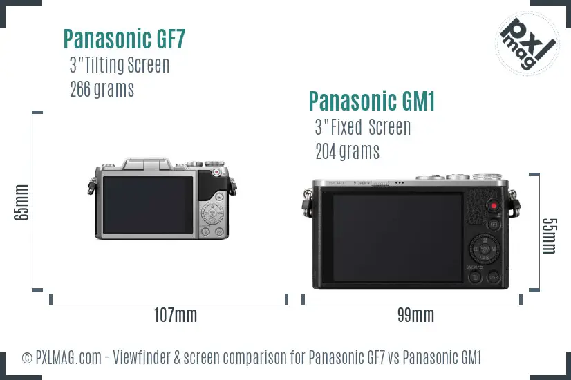 Panasonic GF7 vs Panasonic GM1 Screen and Viewfinder comparison