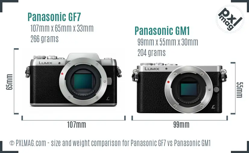 Panasonic GF7 vs Panasonic GM1 size comparison