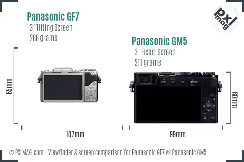 Panasonic GF7 vs Panasonic GM5 Screen and Viewfinder comparison