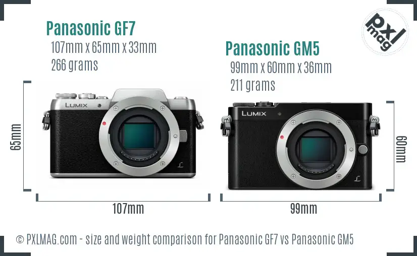 Panasonic GF7 vs Panasonic GM5 size comparison