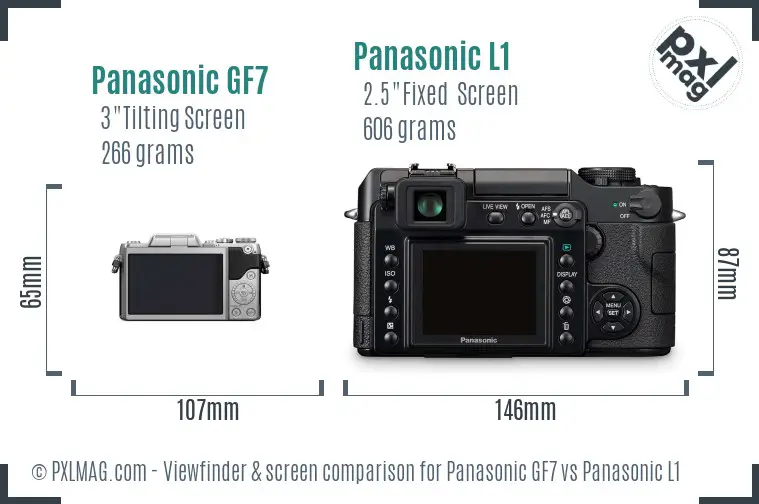 Panasonic GF7 vs Panasonic L1 Screen and Viewfinder comparison