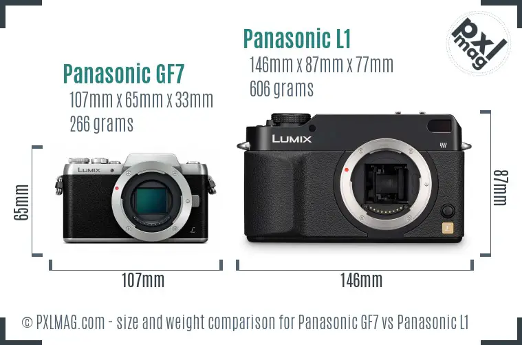 Panasonic GF7 vs Panasonic L1 size comparison