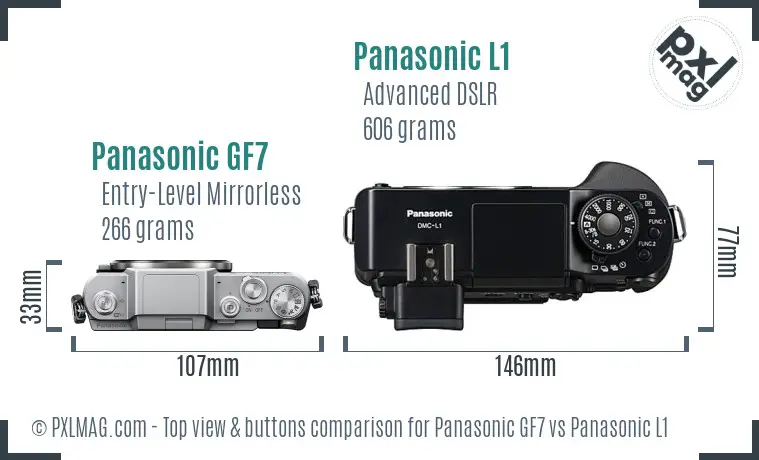 Panasonic GF7 vs Panasonic L1 top view buttons comparison