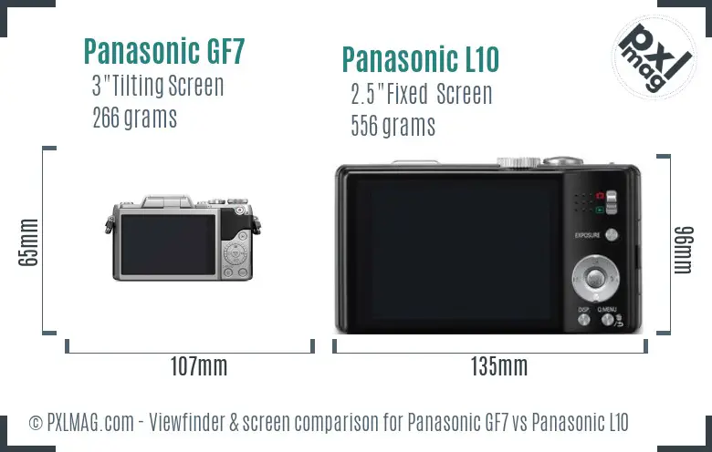 Panasonic GF7 vs Panasonic L10 Screen and Viewfinder comparison