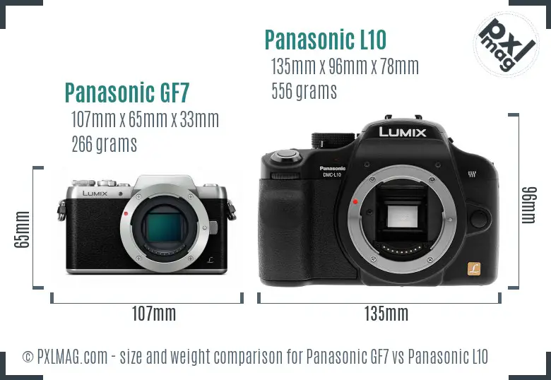 Panasonic GF7 vs Panasonic L10 size comparison