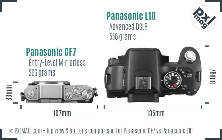 Panasonic GF7 vs Panasonic L10 top view buttons comparison