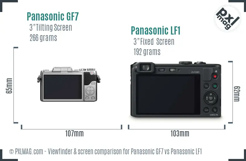 Panasonic GF7 vs Panasonic LF1 Screen and Viewfinder comparison