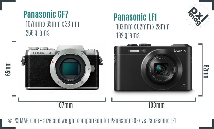 Panasonic GF7 vs Panasonic LF1 size comparison