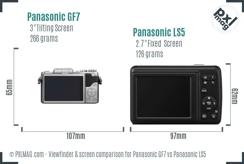 Panasonic GF7 vs Panasonic LS5 Screen and Viewfinder comparison