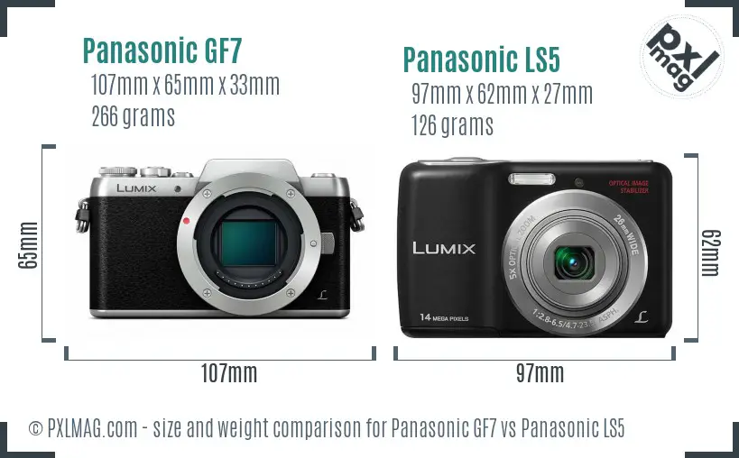 Panasonic GF7 vs Panasonic LS5 size comparison