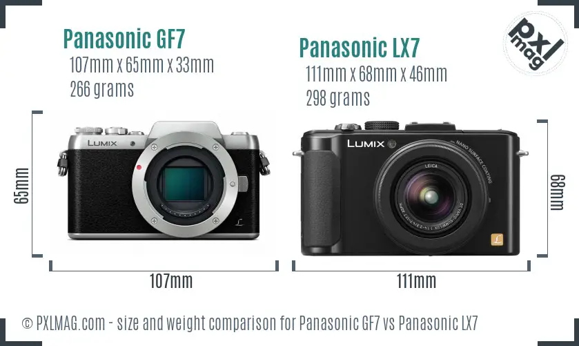 Panasonic GF7 vs Panasonic LX7 size comparison