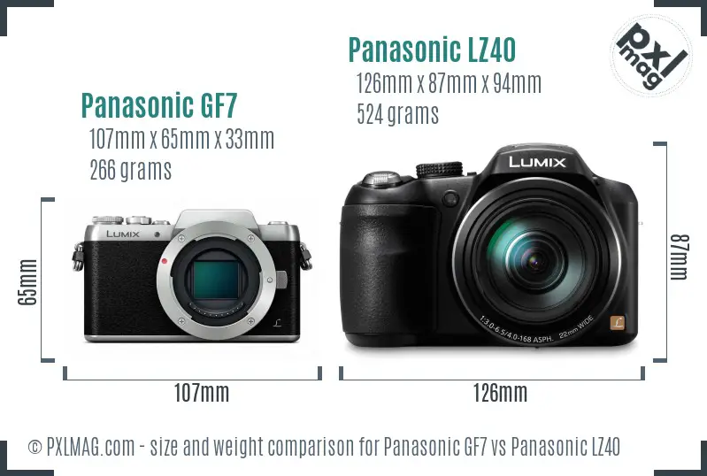 Panasonic GF7 vs Panasonic LZ40 size comparison