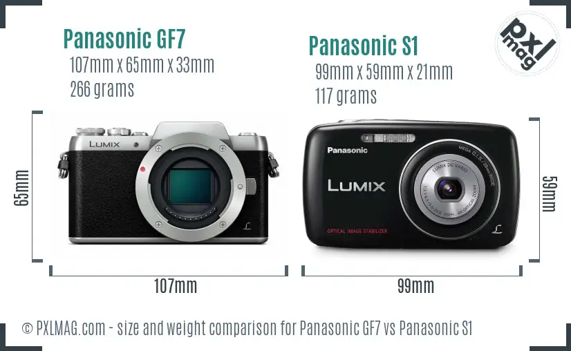 Panasonic GF7 vs Panasonic S1 size comparison
