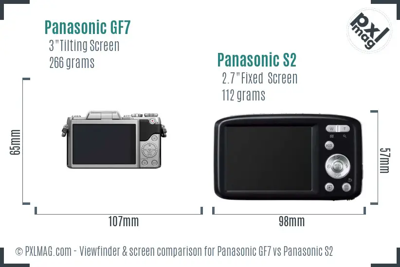 Panasonic GF7 vs Panasonic S2 Screen and Viewfinder comparison