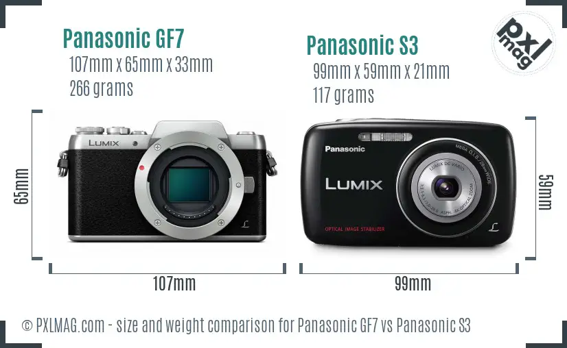 Panasonic GF7 vs Panasonic S3 size comparison