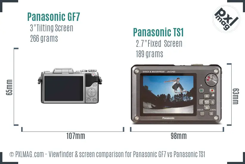Panasonic GF7 vs Panasonic TS1 Screen and Viewfinder comparison