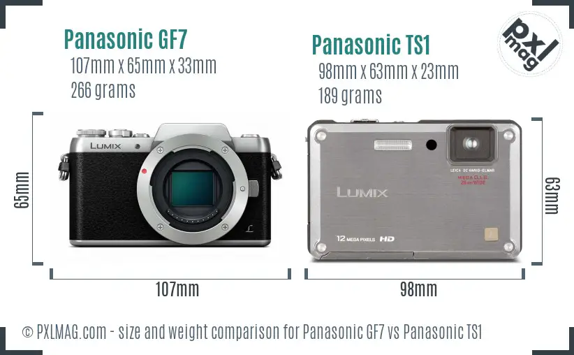 Panasonic GF7 vs Panasonic TS1 size comparison