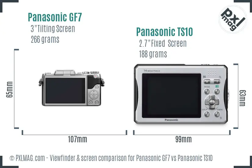 Panasonic GF7 vs Panasonic TS10 Screen and Viewfinder comparison