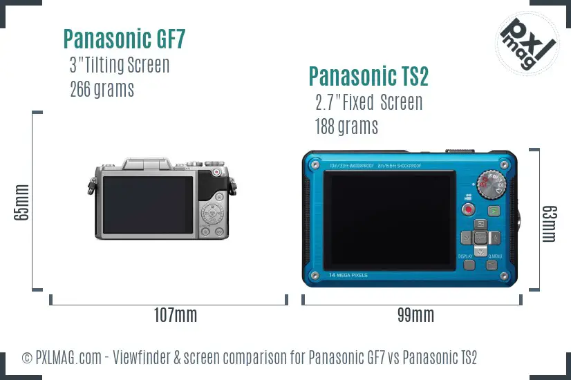 Panasonic GF7 vs Panasonic TS2 Screen and Viewfinder comparison