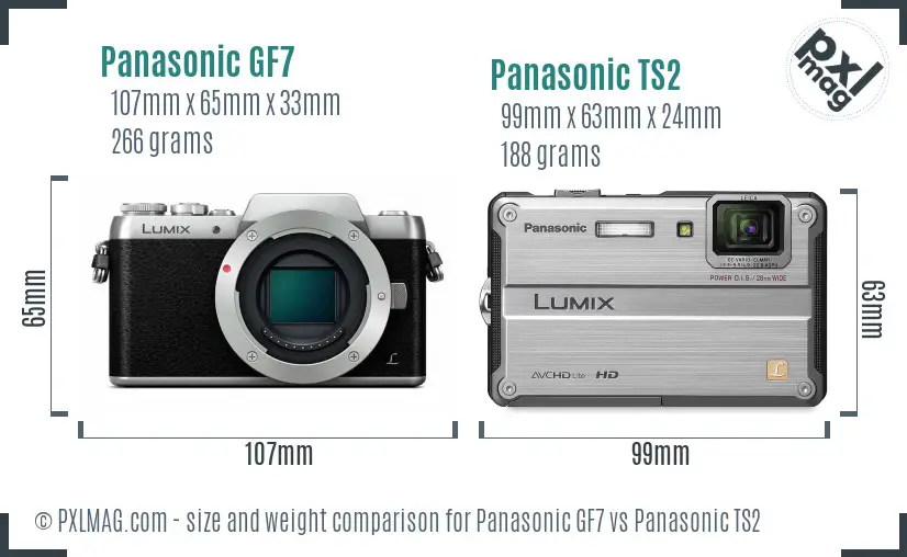 Panasonic GF7 vs Panasonic TS2 size comparison